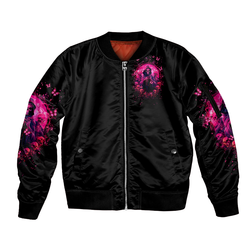 Reaper Skull Sleeve Zip Bomber Jacket I'm A Good Person But Don't Give Me A Reason To Show My Evil - Wonder Print Shop