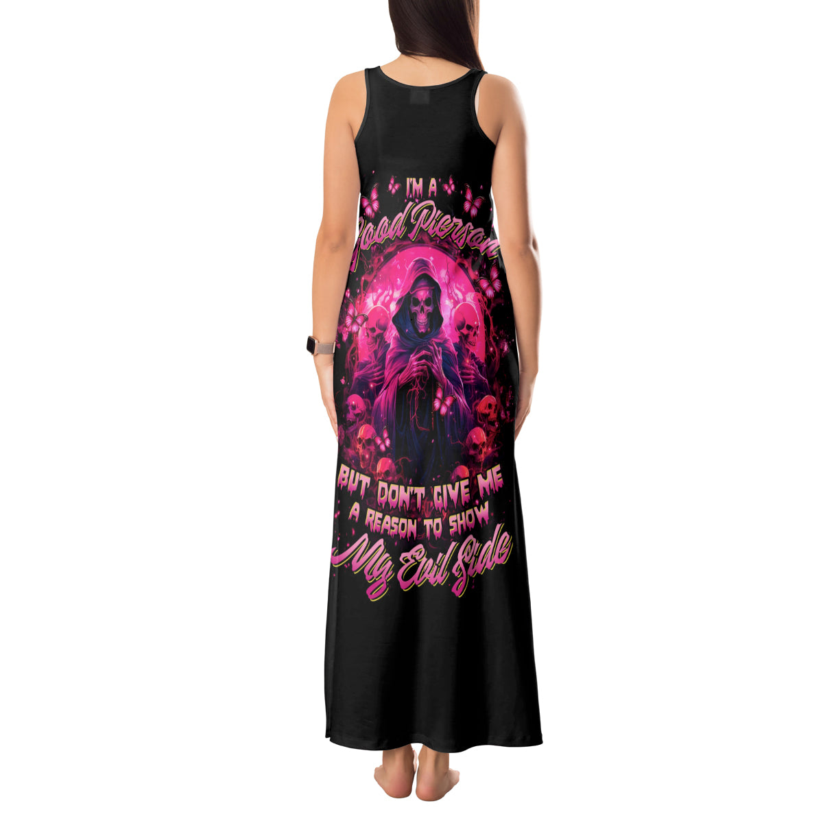 Reaper Skull Tank Maxi Dress I'm A Good Person But Don't Give Me A Reason To Show My Evil - Wonder Print Shop