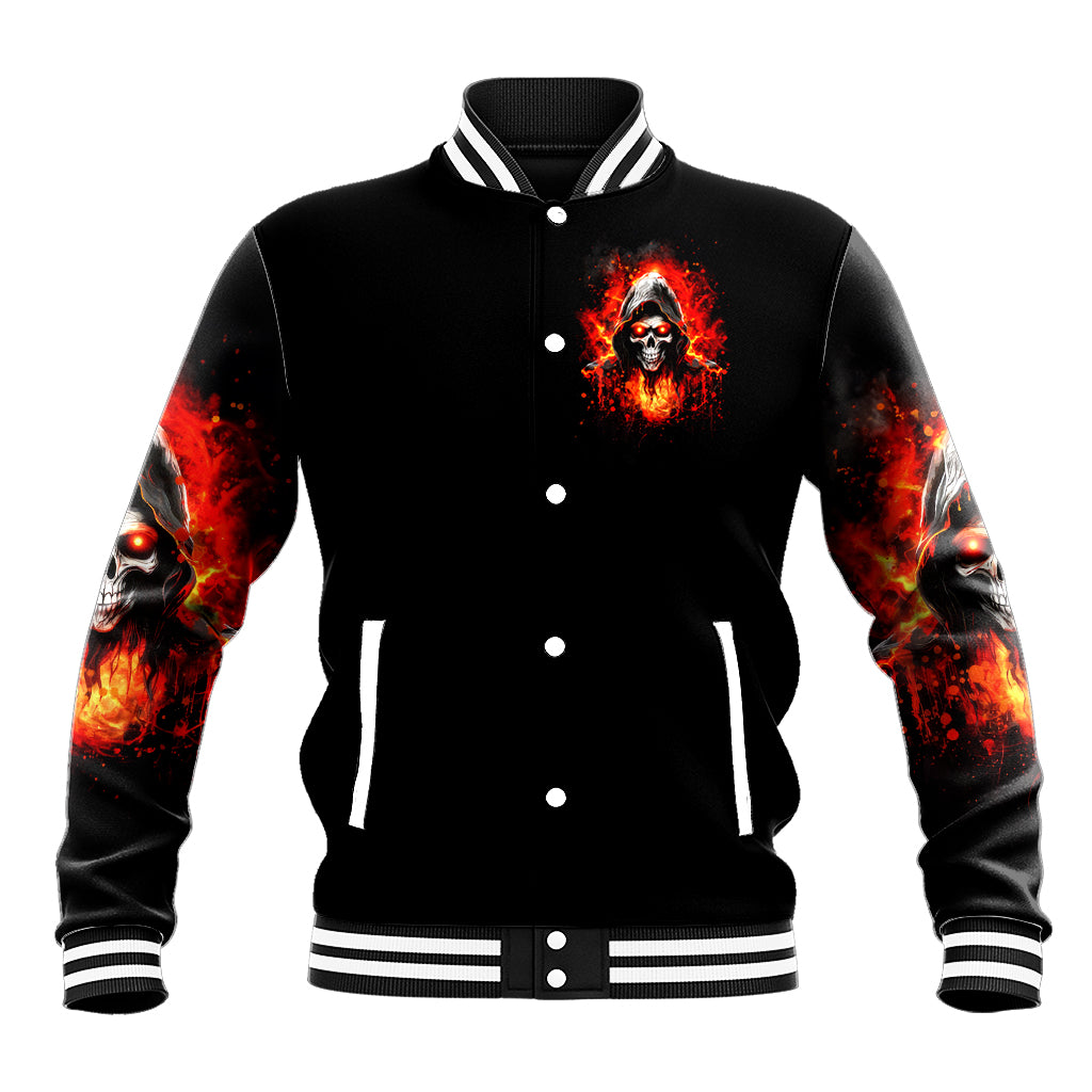 Flame Skull Baseball Jacket Hello Darkness My Old Friend - Wonder Print Shop
