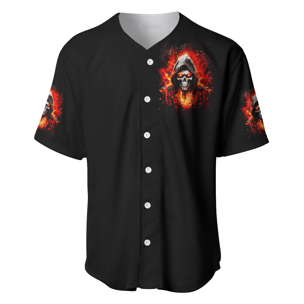 Flame Skull Baseball Jersey Hello Darkness My Old Friend - Wonder Print Shop