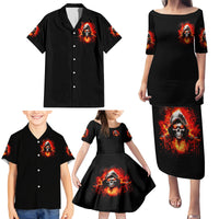 Flame Skull Family Matching Puletasi and Hawaiian Shirt Hello Darkness My Old Friend - Wonder Print Shop