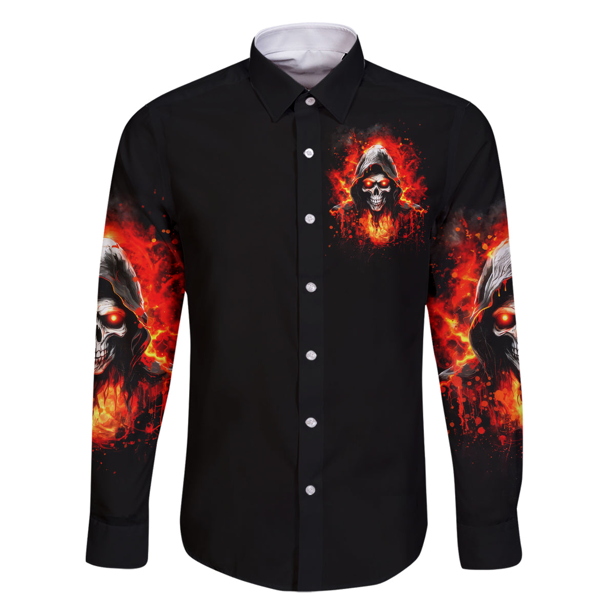Flame Skull Family Matching Puletasi and Hawaiian Shirt Hello Darkness My Old Friend - Wonder Print Shop