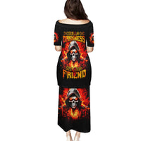 Flame Skull Family Matching Puletasi and Hawaiian Shirt Hello Darkness My Old Friend - Wonder Print Shop