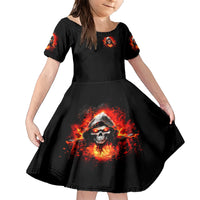 Flame Skull Family Matching Short Sleeve Bodycon Dress and Hawaiian Shirt Hello Darkness My Old Friend - Wonder Print Shop