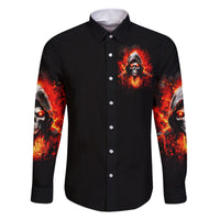 Flame Skull Family Matching Short Sleeve Bodycon Dress and Hawaiian Shirt Hello Darkness My Old Friend - Wonder Print Shop