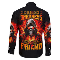 Flame Skull Family Matching Short Sleeve Bodycon Dress and Hawaiian Shirt Hello Darkness My Old Friend - Wonder Print Shop