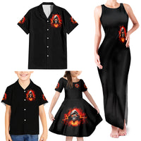 Flame Skull Family Matching Tank Maxi Dress and Hawaiian Shirt Hello Darkness My Old Friend - Wonder Print Shop