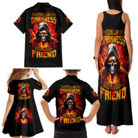 Flame Skull Family Matching Tank Maxi Dress and Hawaiian Shirt Hello Darkness My Old Friend - Wonder Print Shop
