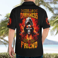 Flame Skull Hawaiian Shirt Hello Darkness My Old Friend - Wonder Print Shop