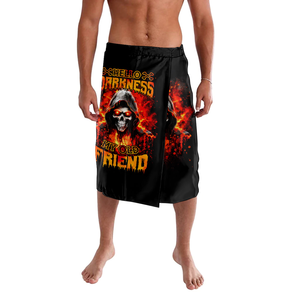 Flame Skull Lavalava Hello Darkness My Old Friend - Wonder Print Shop