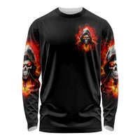 Flame Skull Long Sleeve Shirt Hello Darkness My Old Friend - Wonder Print Shop