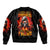 Flame Skull Sleeve Zip Bomber Jacket Hello Darkness My Old Friend - Wonder Print Shop