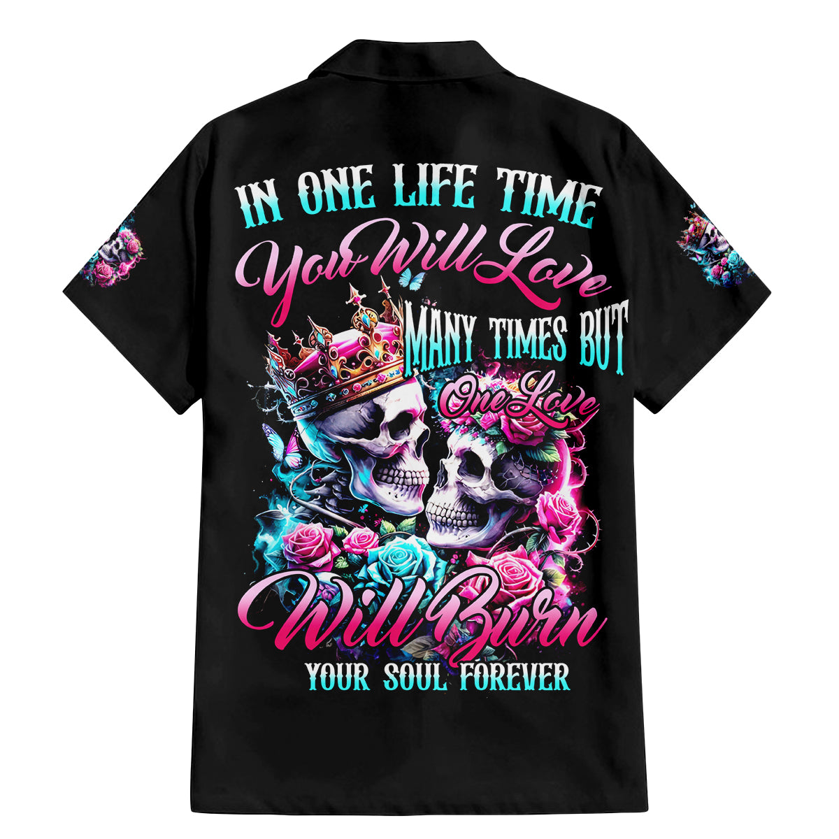 Couple Skull Family Matching Mermaid Dress and Hawaiian Shirt In One Life Time You Will Love Many Time But One Love - Wonder Print Shop