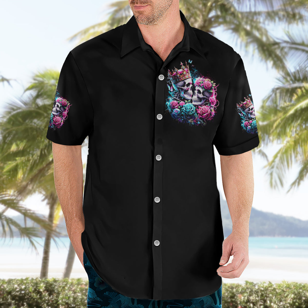 Couple Skull Hawaiian Shirt In One Life Time You Will Love Many Time But One Love - Wonder Print Shop