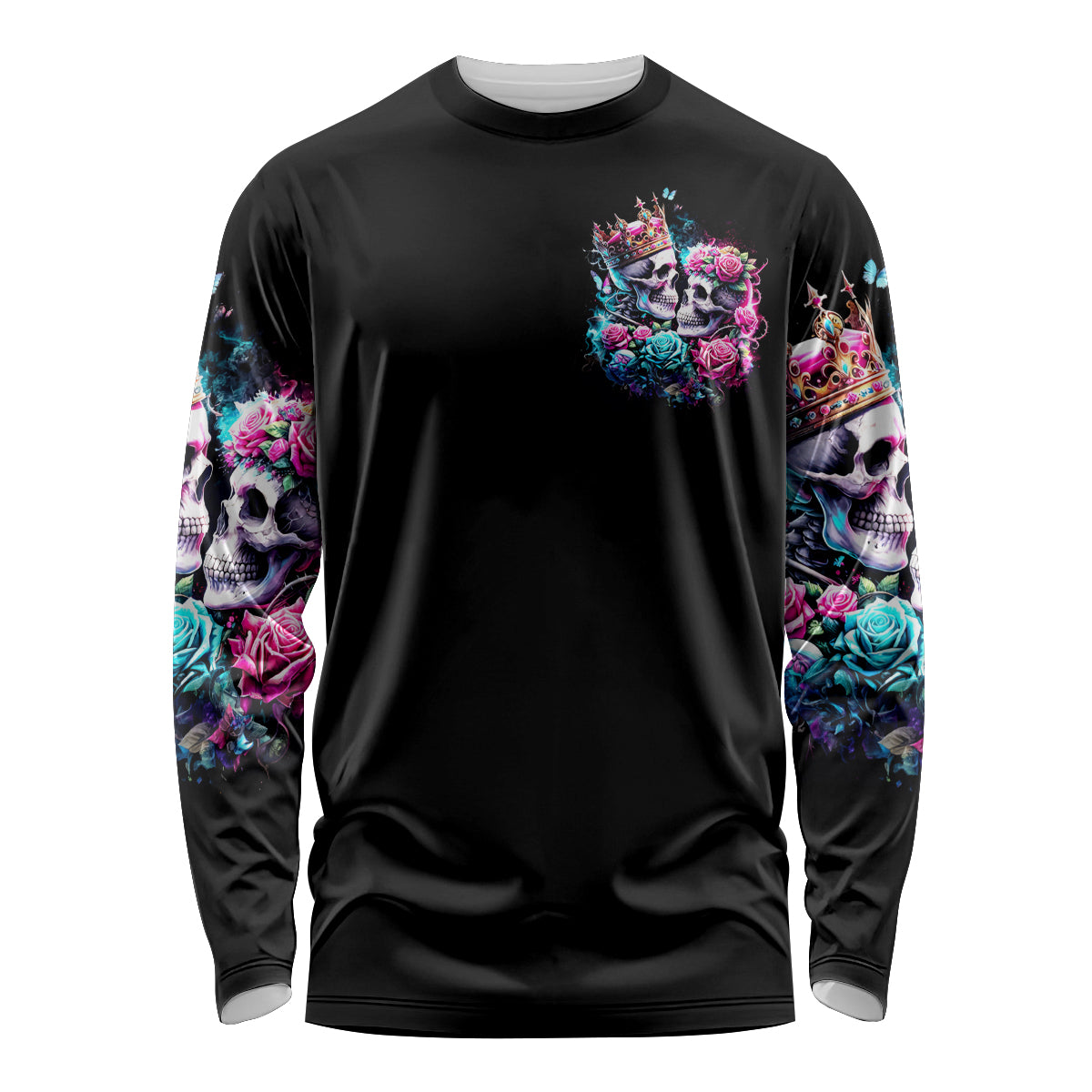 Couple Skull Long Sleeve Shirt In One Life Time You Will Love Many Time But One Love - Wonder Print Shop