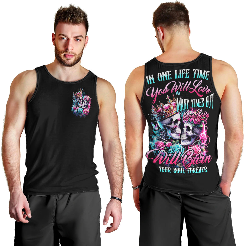 Couple Skull Men Tank Top In One Life Time You Will Love Many Time But One Love - Wonder Print Shop