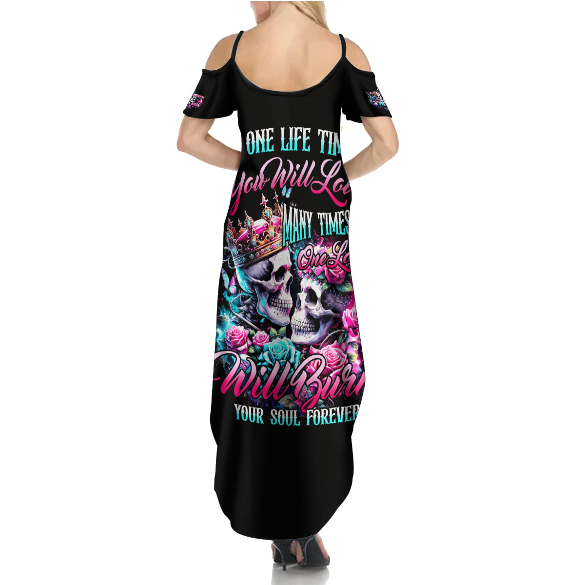 Couple Skull Summer Maxi Dress In One Life Time You Will Love Many Time But One Love - Wonder Print Shop