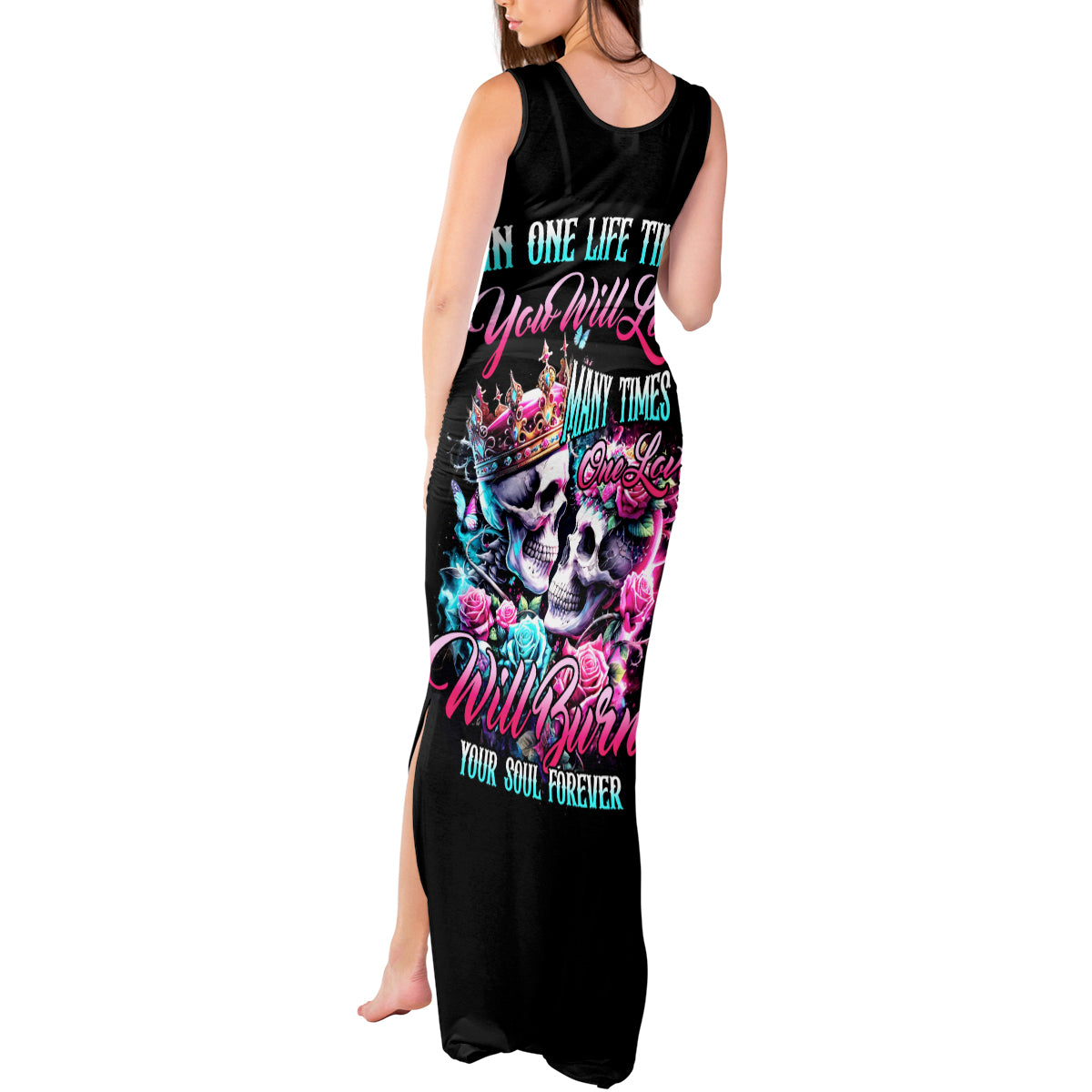 Couple Skull Tank Maxi Dress In One Life Time You Will Love Many Time But One Love - Wonder Print Shop