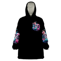Couple Skull Wearable Blanket Hoodie In One Life Time You Will Love Many Time But One Love - Wonder Print Shop