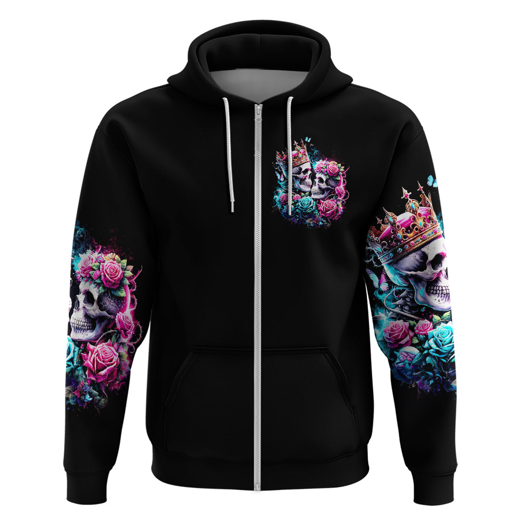 Couple Skull Zip Hoodie In One Life Time You Will Love Many Time But One Love - Wonder Print Shop