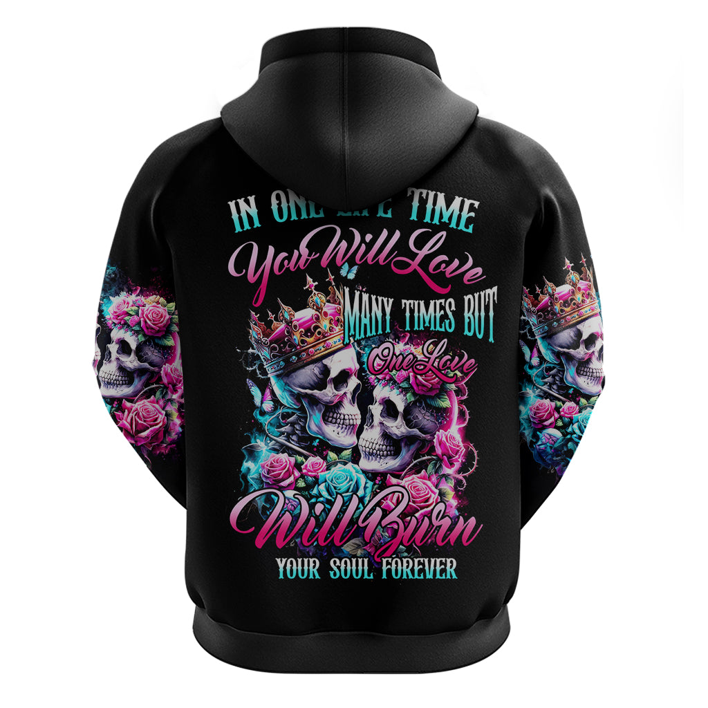 Couple Skull Zip Hoodie In One Life Time You Will Love Many Time But One Love - Wonder Print Shop