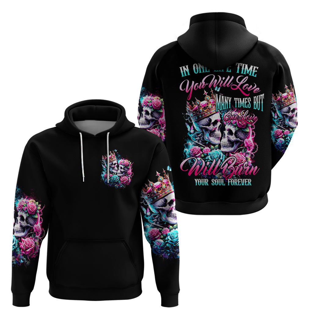 Couple Skull Zip Hoodie In One Life Time You Will Love Many Time But One Love - Wonder Print Shop