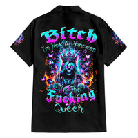 Queen Skull Family Matching Short Sleeve Bodycon Dress and Hawaiian Shirt Bitch I'm Not A Princess I'm The Fucking Queen - Wonder Print Shop