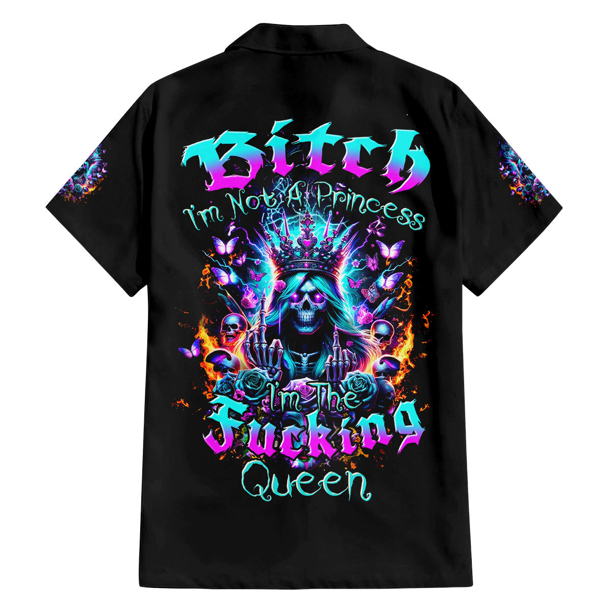 Queen Skull Family Matching Summer Maxi Dress and Hawaiian Shirt Bitch I'm Not A Princess I'm The Fucking Queen - Wonder Print Shop