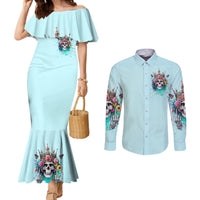 Skull Fairy Couples Matching Mermaid Dress and Long Sleeve Button Shirt Bitch I'm Not A Princess I'm The Fucking Queen