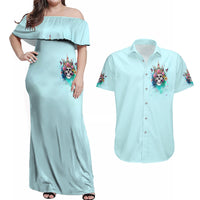 Skull Fairy Couples Matching Off Shoulder Maxi Dress and Hawaiian Shirt Bitch I'm Not A Princess I'm The Fucking Queen - Wonder Print Shop