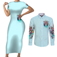 Skull Fairy Couples Matching Short Sleeve Bodycon Dress and Long Sleeve Button Shirt Bitch I'm Not A Princess I'm The Fucking Queen - Wonder Print Shop