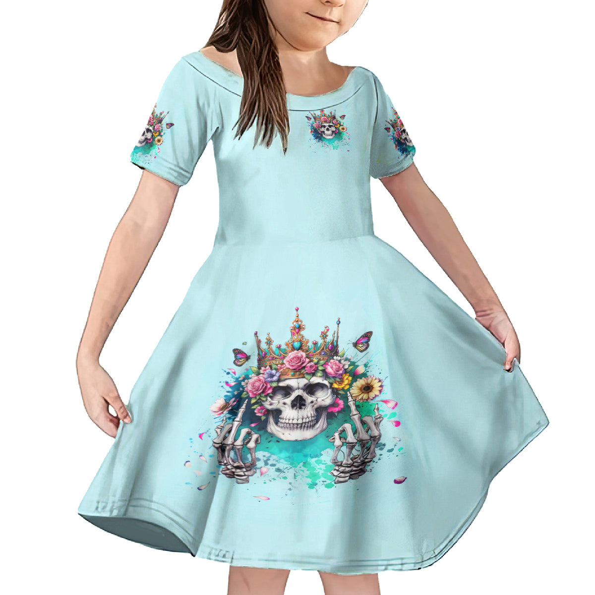 Skull Fairy Family Matching Long Sleeve Bodycon Dress and Hawaiian Shirt Bitch I'm Not A Princess I'm The Fucking Queen - Wonder Print Shop