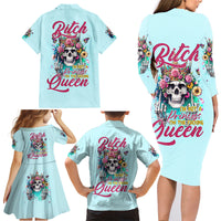 Skull Fairy Family Matching Long Sleeve Bodycon Dress and Hawaiian Shirt Bitch I'm Not A Princess I'm The Fucking Queen - Wonder Print Shop