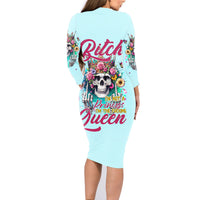 Skull Fairy Family Matching Long Sleeve Bodycon Dress and Hawaiian Shirt Bitch I'm Not A Princess I'm The Fucking Queen - Wonder Print Shop