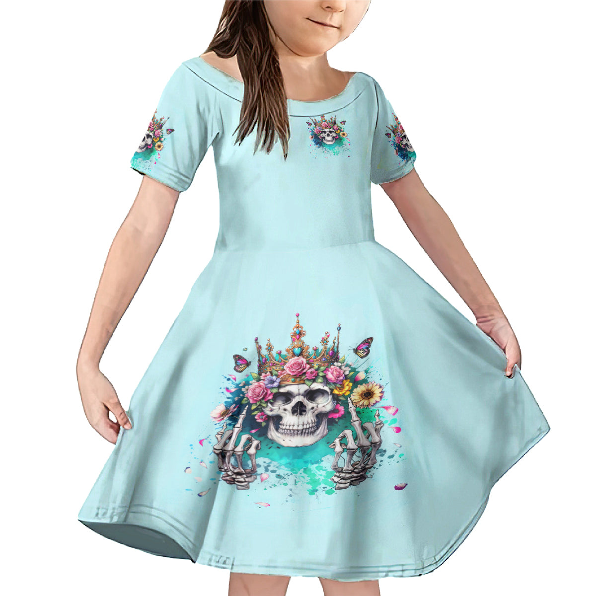 Skull Fairy Family Matching Mermaid Dress and Hawaiian Shirt Bitch I'm Not A Princess I'm The Fucking Queen - Wonder Print Shop