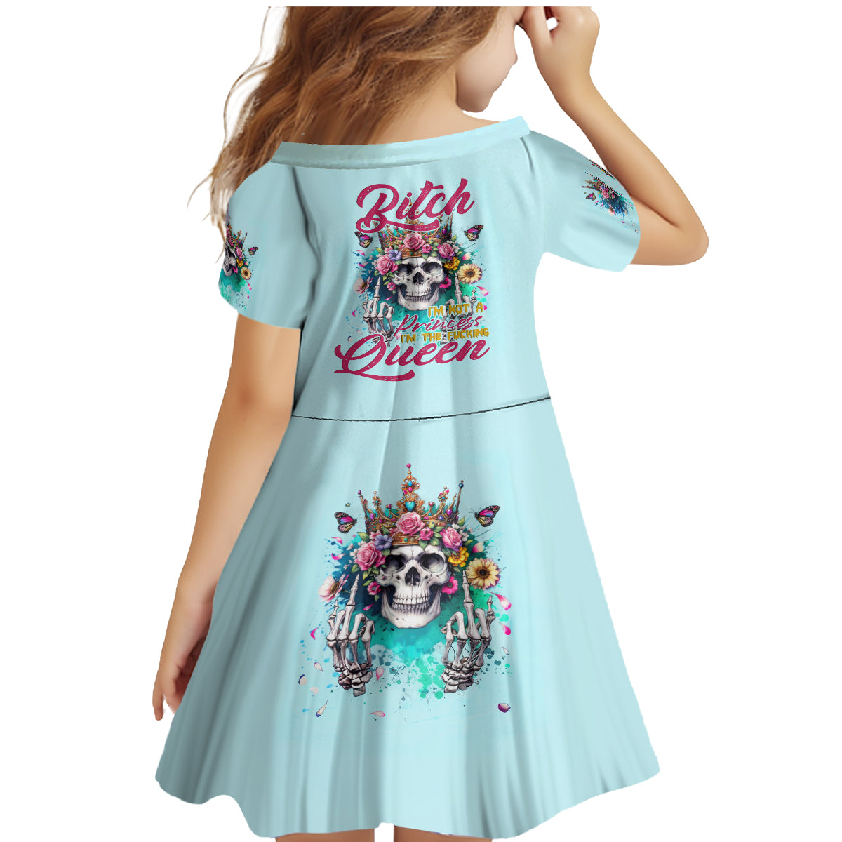 Skull Fairy Family Matching Mermaid Dress and Hawaiian Shirt Bitch I'm Not A Princess I'm The Fucking Queen - Wonder Print Shop