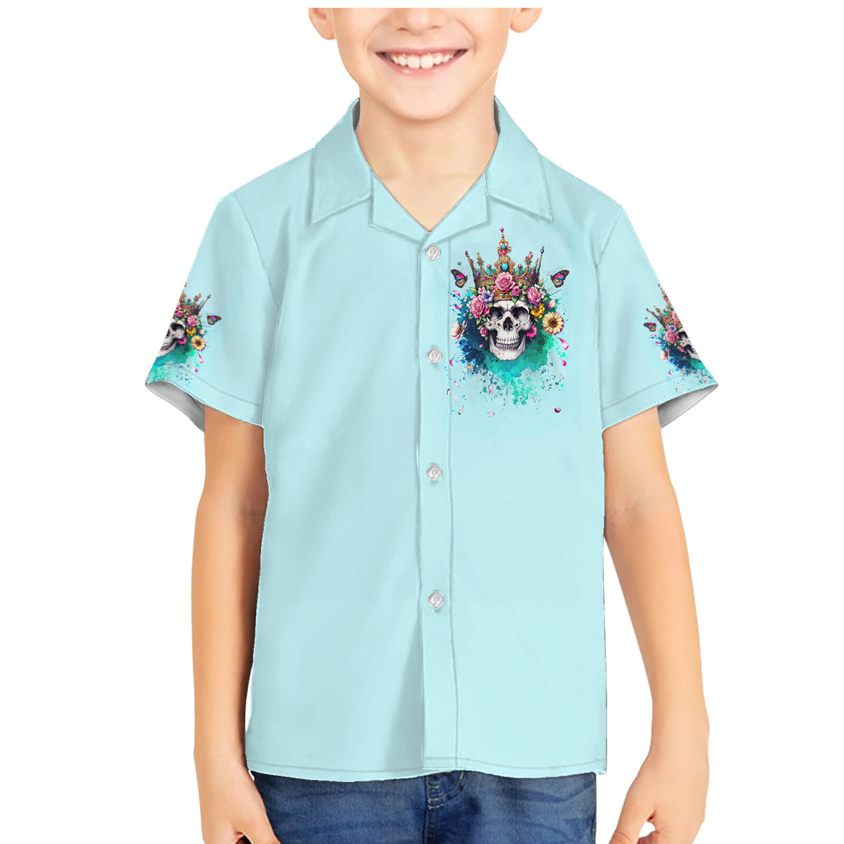 Skull Fairy Family Matching Mermaid Dress and Hawaiian Shirt Bitch I'm Not A Princess I'm The Fucking Queen - Wonder Print Shop