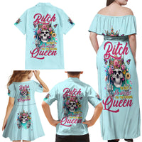 Skull Fairy Family Matching Off Shoulder Maxi Dress and Hawaiian Shirt Bitch I'm Not A Princess I'm The Fucking Queen - Wonder Print Shop