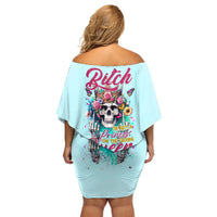 Skull Fairy Family Matching Off Shoulder Short Dress and Hawaiian Shirt Bitch I'm Not A Princess I'm The Fucking Queen - Wonder Print Shop