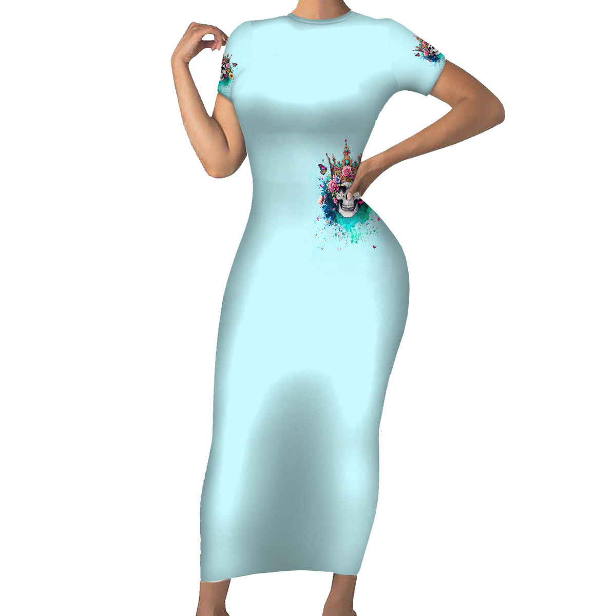 Skull Fairy Family Matching Short Sleeve Bodycon Dress and Hawaiian Shirt Bitch I'm Not A Princess I'm The Fucking Queen - Wonder Print Shop