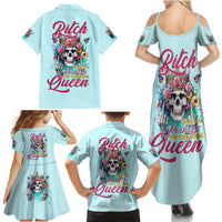 Skull Fairy Family Matching Summer Maxi Dress and Hawaiian Shirt Bitch I'm Not A Princess I'm The Fucking Queen - Wonder Print Shop
