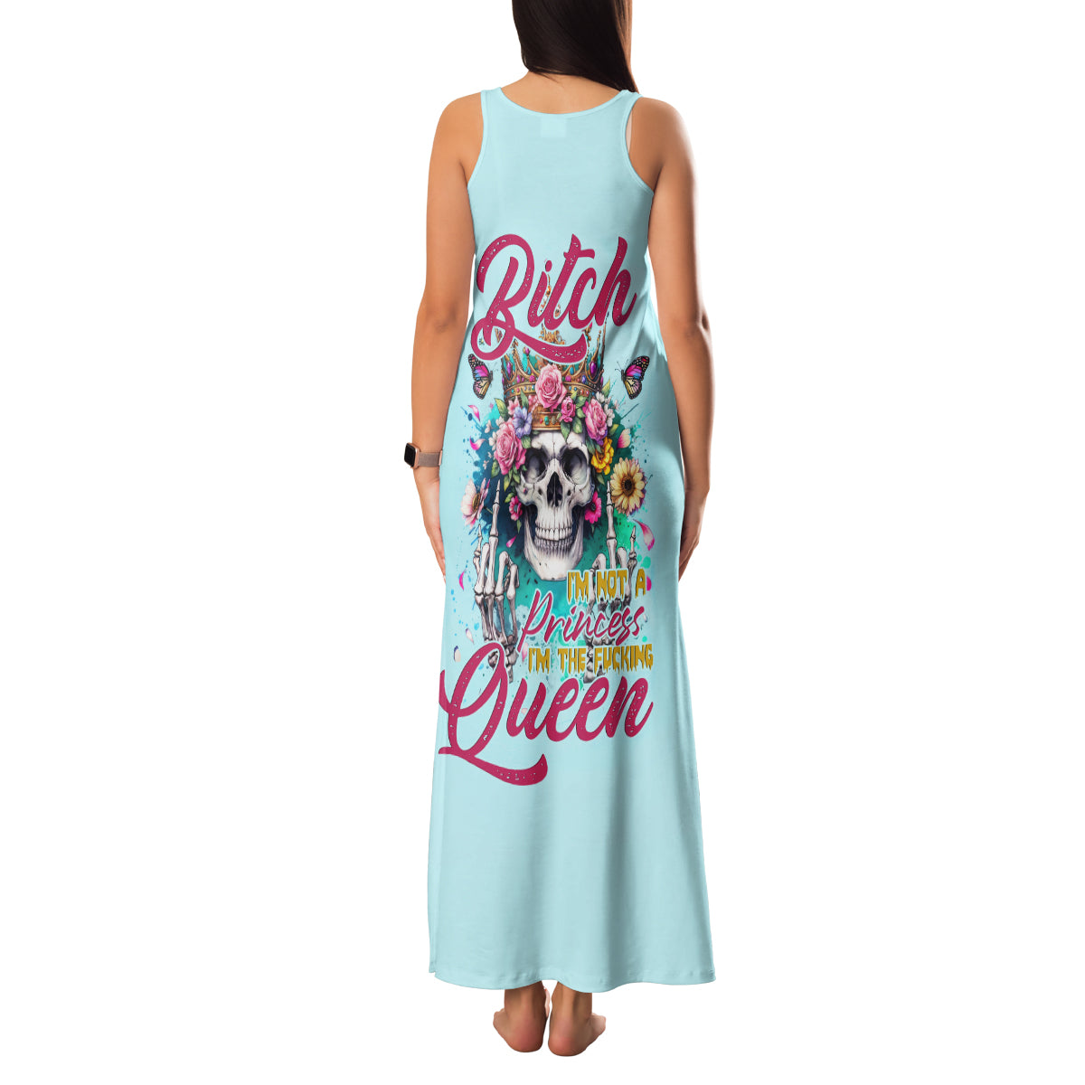 Skull Fairy Family Matching Tank Maxi Dress and Hawaiian Shirt Bitch I'm Not A Princess I'm The Fucking Queen - Wonder Print Shop