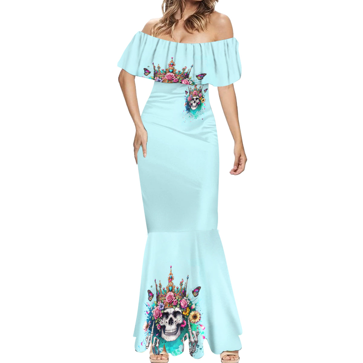 Skull Fairy Mermaid Dress Bitch I'm Not A Princess I'm The Fucking Queen - Wonder Print Shop