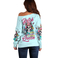 Skull Fairy Off Shoulder Sweater Bitch I'm Not A Princess I'm The Fucking Queen - Wonder Print Shop