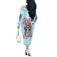 Skull Fairy Off The Shoulder Long Sleeve Dress Bitch I'm Not A Princess I'm The Fucking Queen - Wonder Print Shop