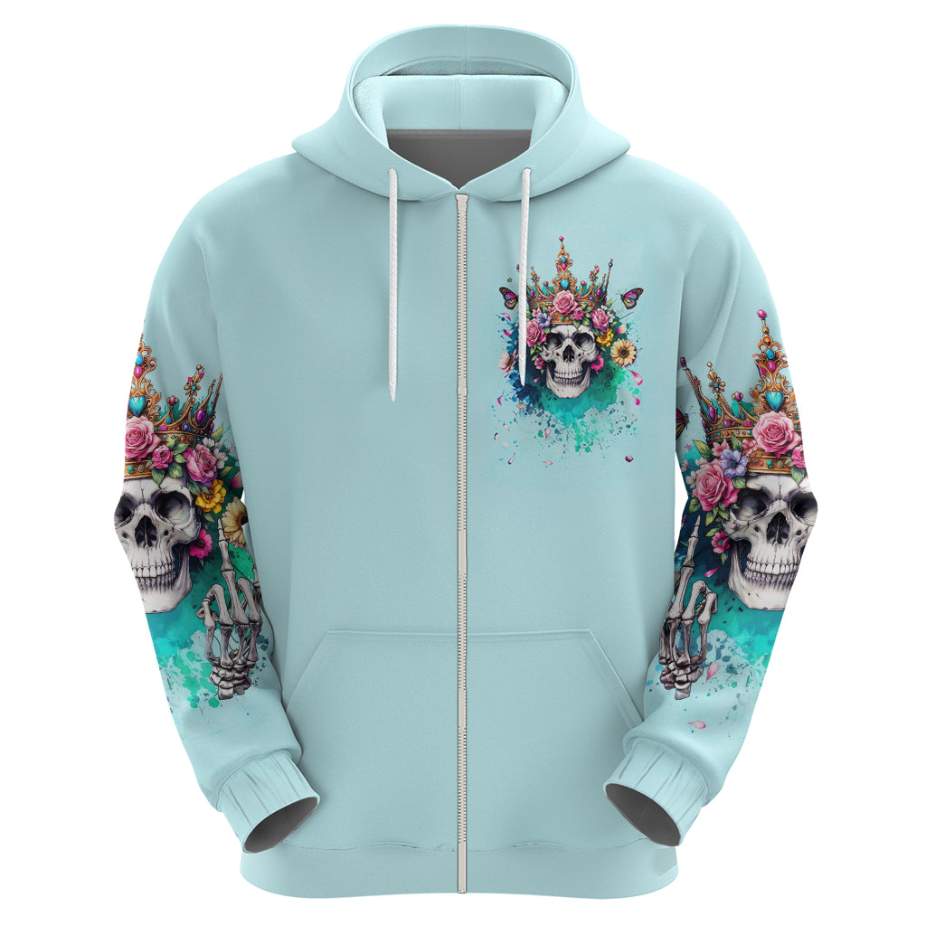 Skull Fairy Zip Hoodie Bitch I'm Not A Princess I'm The Fucking Queen - Wonder Print Shop