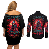Rose Queen Couples Matching Off Shoulder Short Dress and Long Sleeve Button Shirt Four Out Of The Five Voices In My Head Think You re An Idiot - Wonder Print Shop