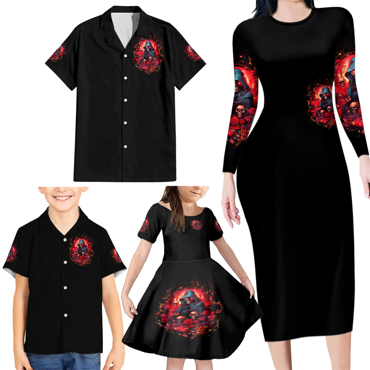 Rose Queen Family Matching Long Sleeve Bodycon Dress and Hawaiian Shirt Four Out Of The Five Voices In My Head Think You re An Idiot - Wonder Print Shop
