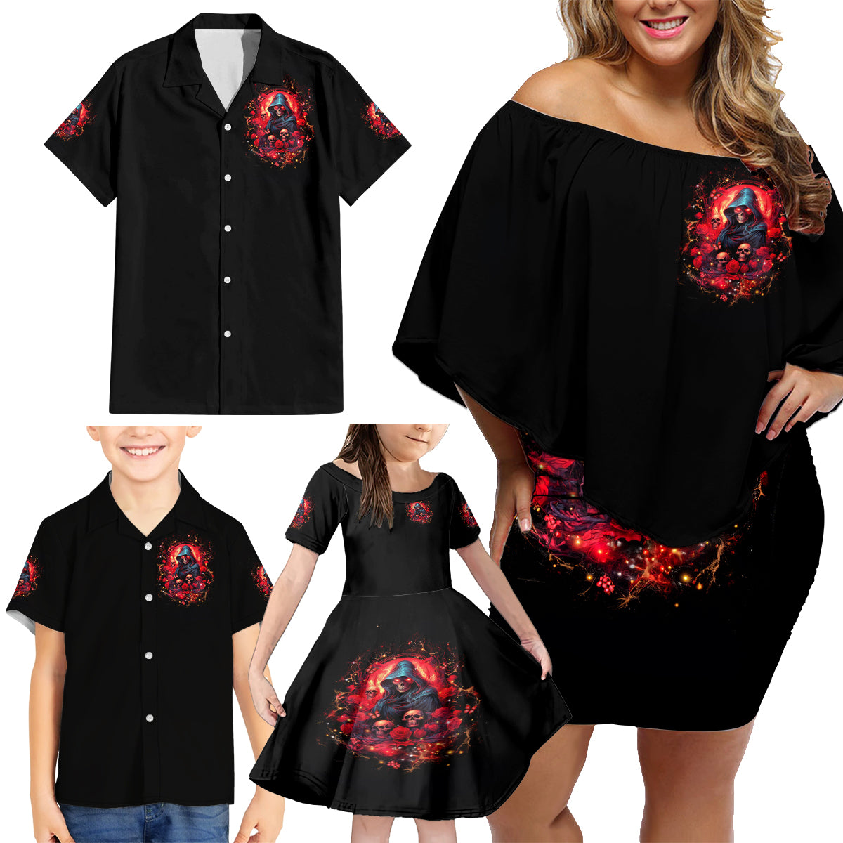 Rose Queen Family Matching Off Shoulder Short Dress and Hawaiian Shirt Four Out Of The Five Voices In My Head Think You re An Idiot - Wonder Print Shop