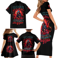 Rose Queen Family Matching Short Sleeve Bodycon Dress and Hawaiian Shirt Four Out Of The Five Voices In My Head Think You re An Idiot - Wonder Print Shop